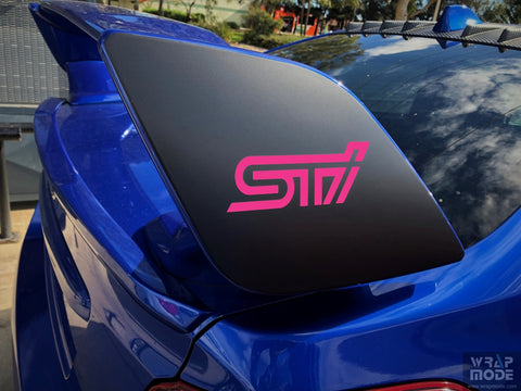 Subaru WRX 2010 - 2021 Wing End Plate Overlay - STI Logo - Fluro