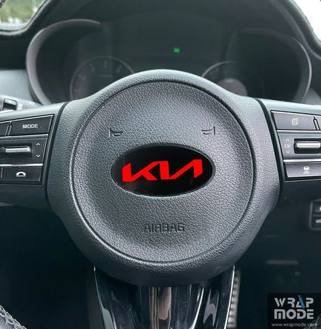 Kia Steering Wheel Badge Overlay KIA Logo  - Red