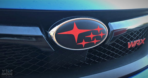 Subaru WRX STI 2008-2014 Badge Overlay-Red Front